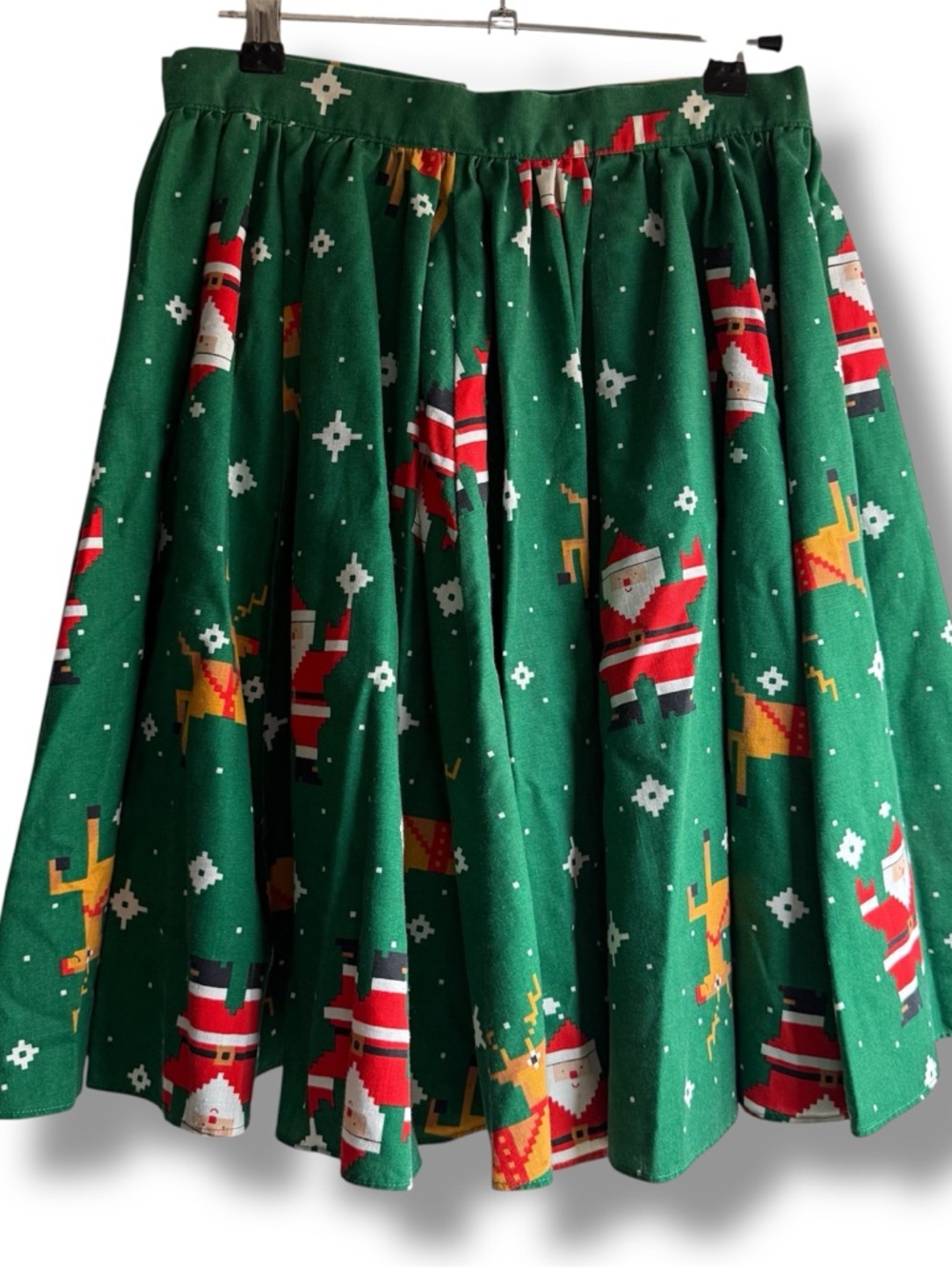 Vintage Handmade Southwest Santa and Reindeer Circle Skirt Sz Small